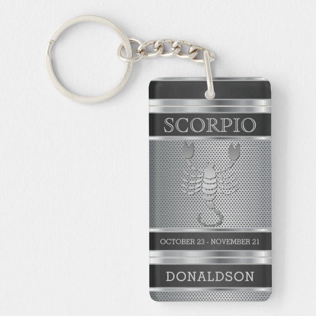 Scorpio ♏ in Black and Silver Mesh Key Ring (Front)
