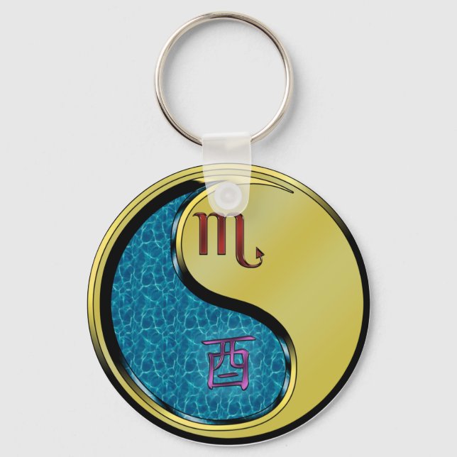 Scorpio & Metal Rooster Key Ring (Front)