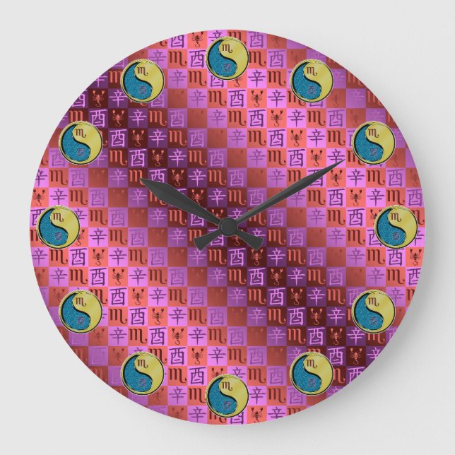 Scorpio & Metal Rooster Large Clock (Front)