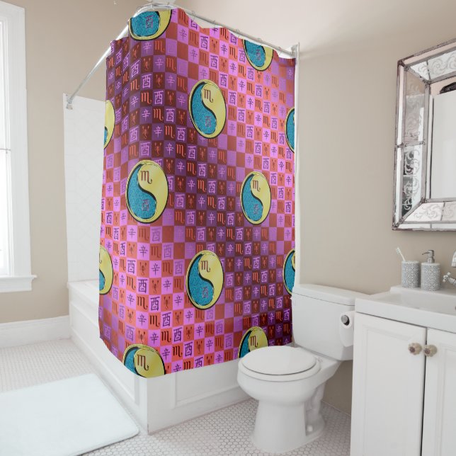Scorpio & Metal Rooster Shower Curtain (In Situ)