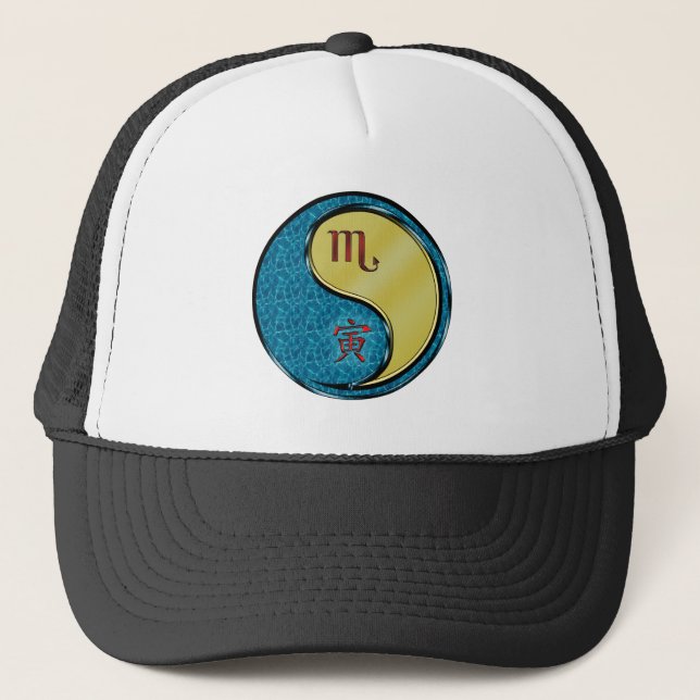 Scorpio & Metal Tiger Trucker Hat (Front)