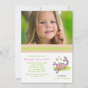 Scorpio Photo Birthday Party Invitation