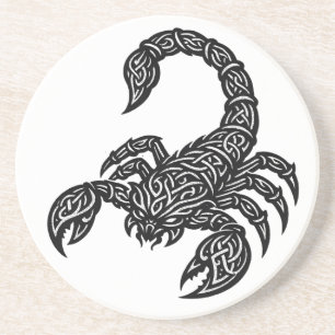 Scorpio Scorpion Sigil — Mythic Zodiac Inkwork Coaster