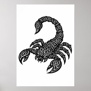 Scorpio Scorpion Sigil — Mythic Zodiac Inkwork Poster