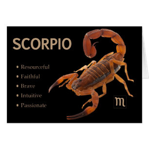 Scorpio/Scorpion Zodiac Card with Characteristics
