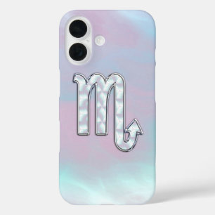 Scorpio Sign in Mother of Pearl Style iPhone 16 Case