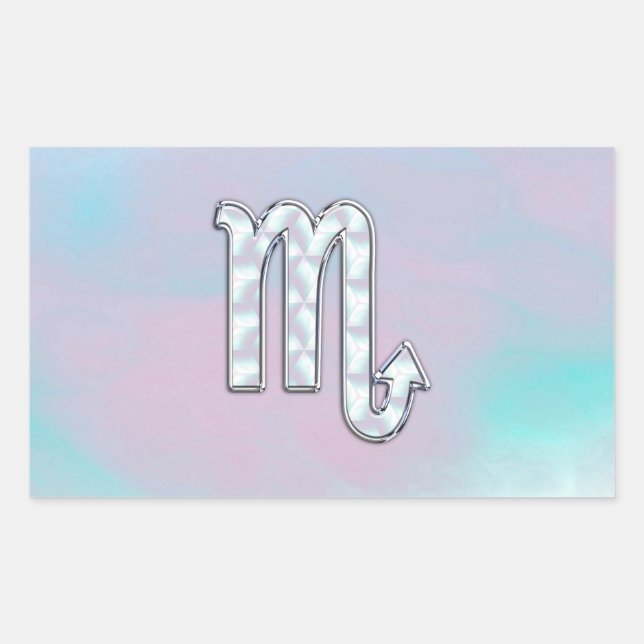 Scorpio Sign in Mother of Pearl Style Rectangular Sticker (Front)