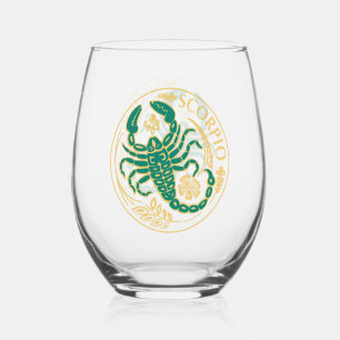 Scorpio Sign of the Zodiac Stemless Wine Glass