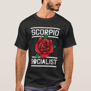 Scorpio Socialist Zodiac Sign Floral Red Rose Left T-Shirt