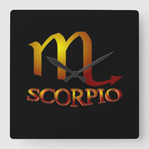 Scorpio Star Gold Square Wall Clock