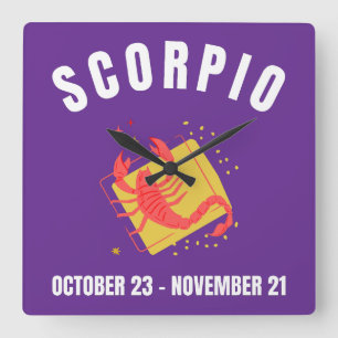 Scorpio star sign square wall clock