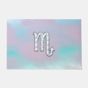Scorpio Symbol in Mother of Pearl Style Decor Doormat