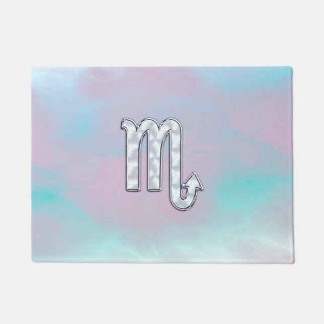Scorpio Symbol in Mother of Pearl Style Decor Doormat (Front)