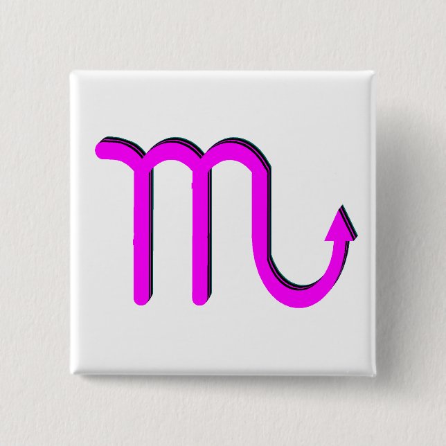 Scorpio Symbol Pink 15 Cm Square Badge (Front)