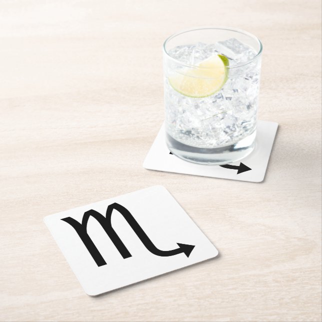 Scorpio Symbol Zodiac Square Paper Coaster (Insitu)