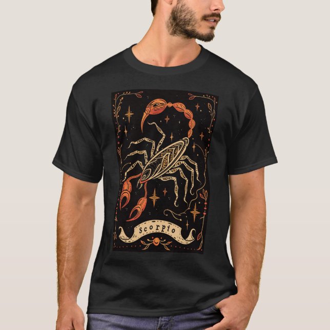 Scorpio – T-Shirt Celestial Zodiac Art (Front)