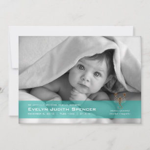Scorpio the Scorpion Photo Birth Announcement Card