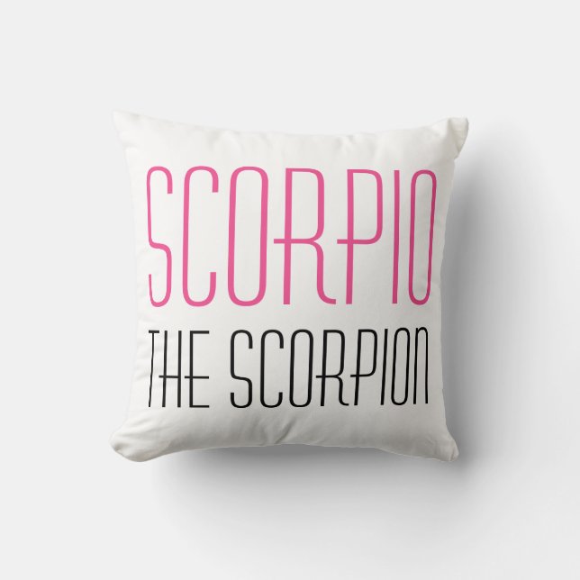 Scorpio The Scorpion Text Zodiac Initials White Cushion (Front)