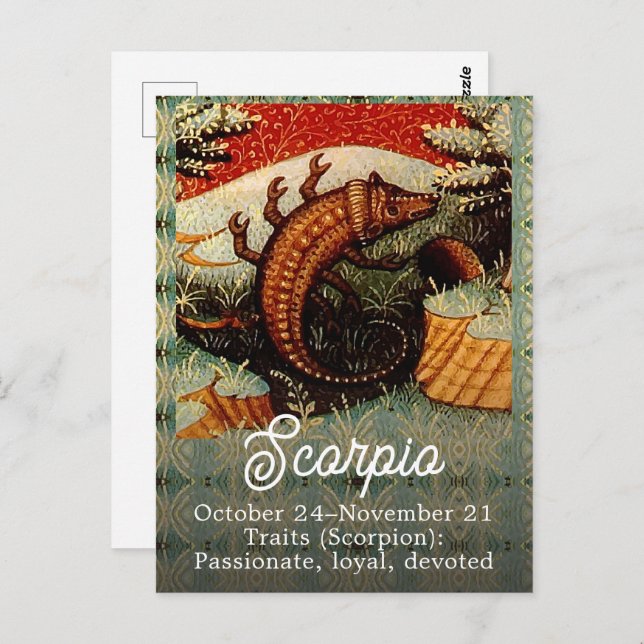 Scorpio the Scorpion Zodiac Sign Birthday Postcard (Front/Back)