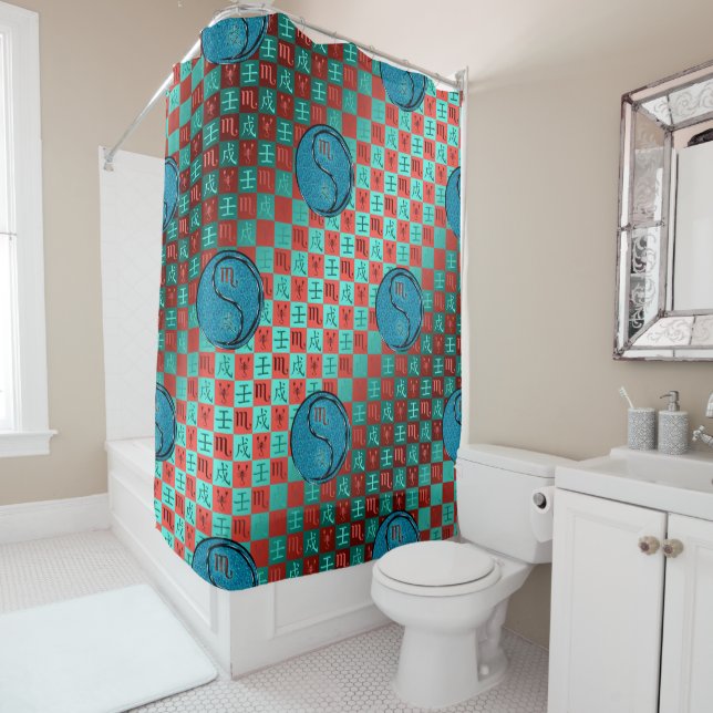 Scorpio & Water Dog Shower Curtain (In Situ)