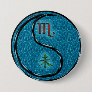 Scorpio & Water Goat 7.5 Cm Round Badge