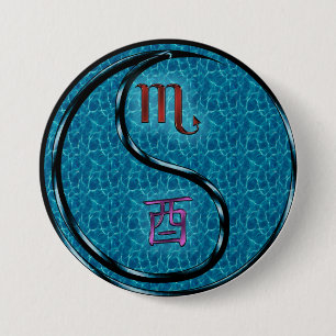 Scorpio & Water Rooster 7.5 Cm Round Badge