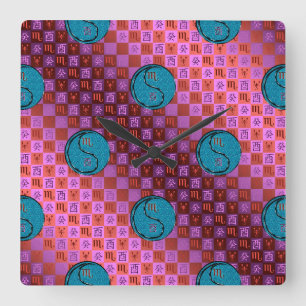 Scorpio & Water Rooster Square Wall Clock