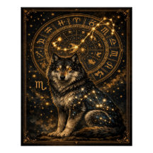Scorpio Wolf Zodiac Wheel Constellation Celestial 