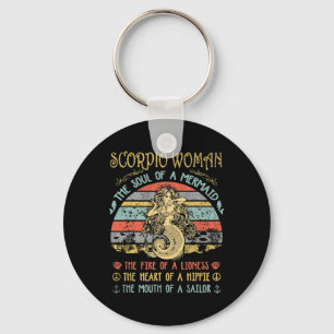 Scorpio Woman The Soul Of A Mermaid Vintage Birthd Key Ring