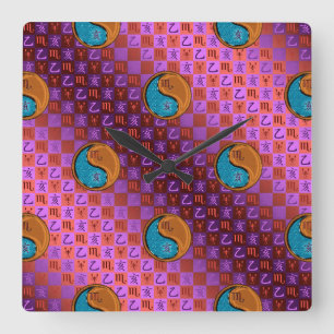 Scorpio & Wood Boar Square Wall Clock