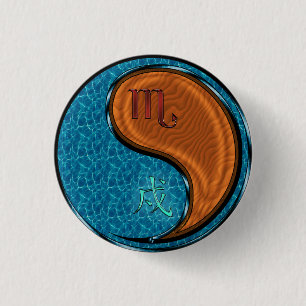 Scorpio & Wood Dog 3 Cm Round Badge