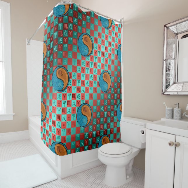 Scorpio & Wood Dog Shower Curtain (In Situ)
