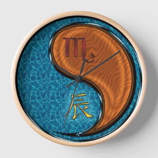 Scorpio & Wood Dragon Clock (Front)