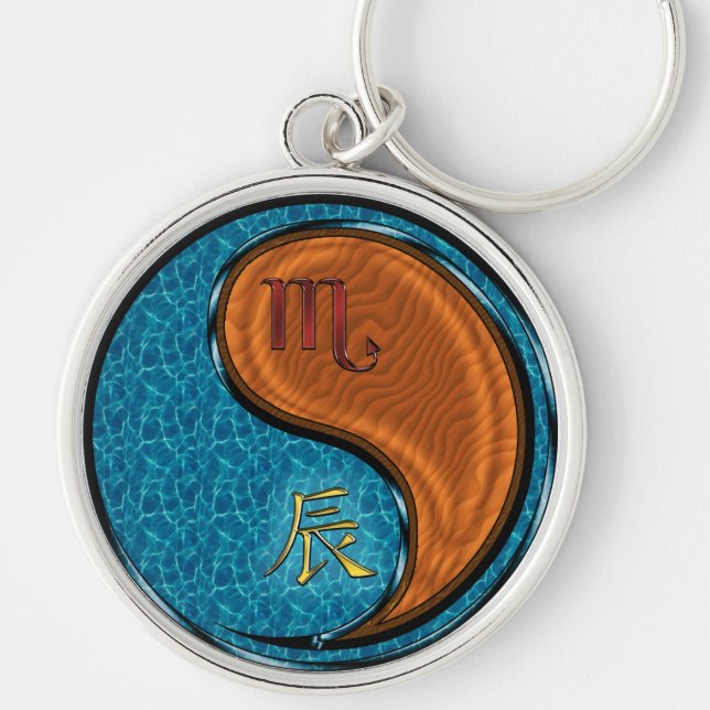 Scorpio & Wood Dragon Key Ring (Front)