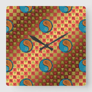 Scorpio & Wood Dragon Square Wall Clock