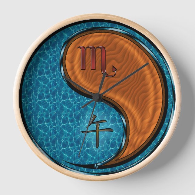 Scorpio & Wood Horse Clock (Front)