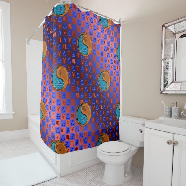 Scorpio & Wood Ox Shower Curtain (In Situ)