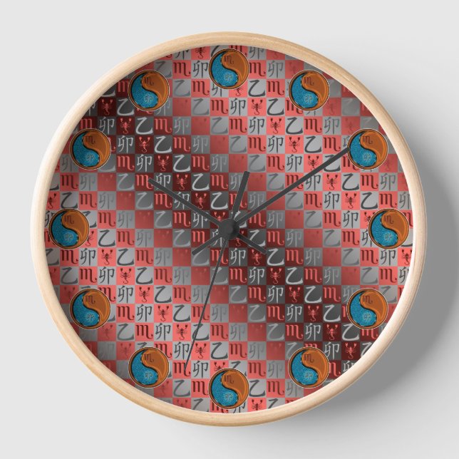 Scorpio & Wood Rabbit Clock (Front)