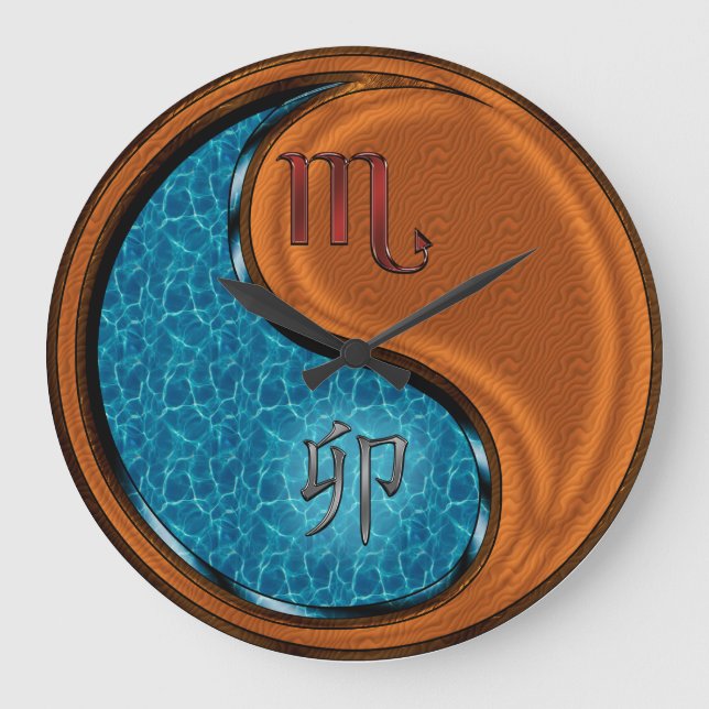 Scorpio & Wood Rabbit Large Clock (Front)