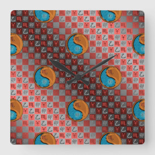 Scorpio & Wood Rabbit Square Wall Clock