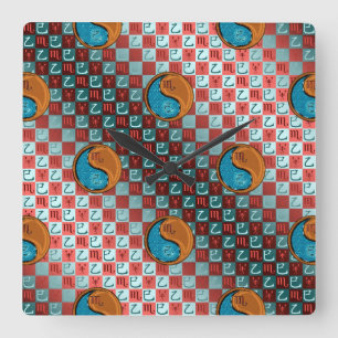 Scorpio & Wood Snake Square Wall Clock