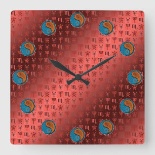 Scorpio & Wood Tiger Square Wall Clock