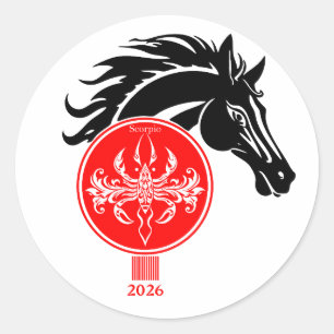 Scorpio x Year of the Horse 2026 Classic Round Sticker