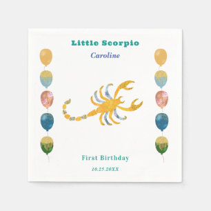 Scorpio Zodiac 1st Birthday Balloons & Artistic Napkin