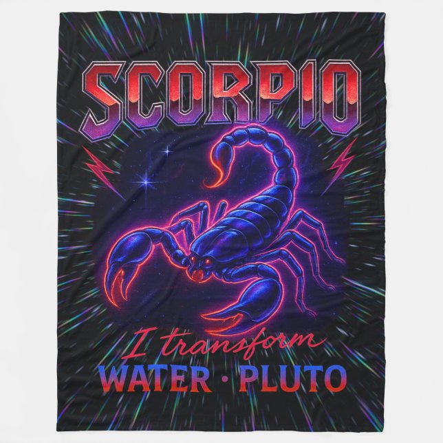 Scorpio Zodiac 80's Rock Band Inspired Astrology  Fleece Blanket (Front)
