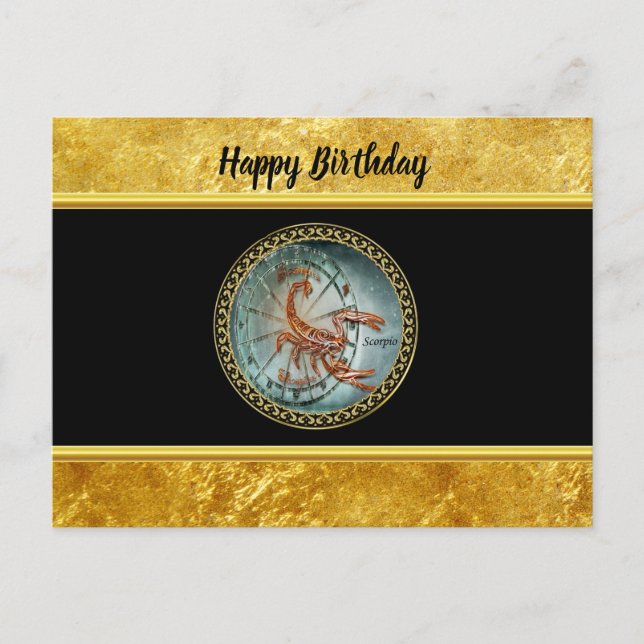 Scorpio Zodiac Astrology black gold foil design Postcard (Front)