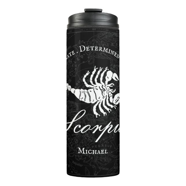 Scorpio Zodiac Astrology Personality Black Custom Thermal Tumbler (Front)