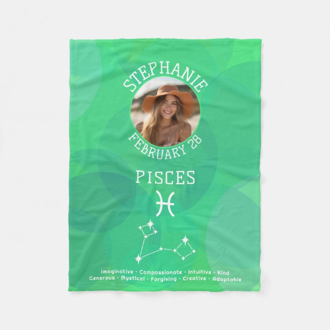 Scorpio Zodiac Astrology Photo Custom Birthdate Fleece Blanket (Front)