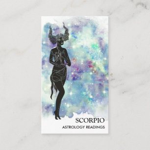 *~* SCORPIO Zodiac Astrology Readings Blue Teal Business Card