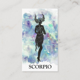 *~* SCORPIO Zodiac Astrology Readings Blue Teal Business Card